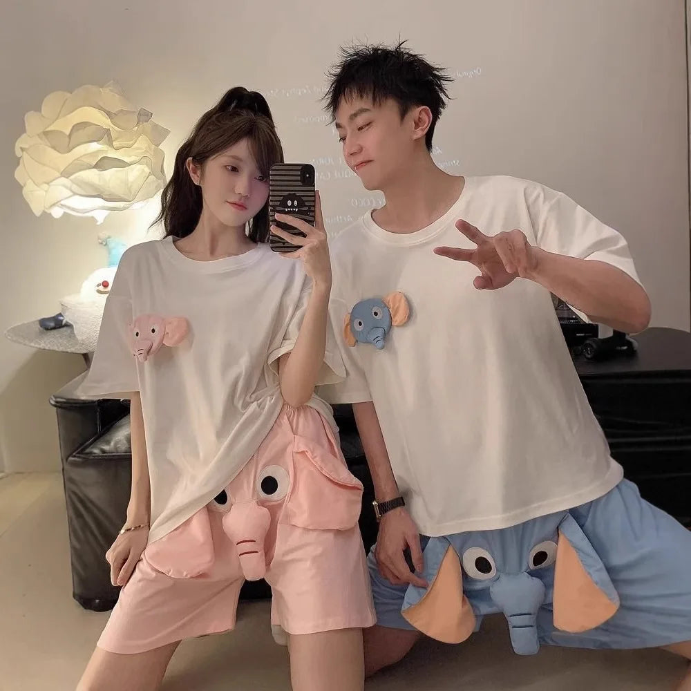 New Squeaky Elephant Shorts Pajama Pants Slit Men's Summer Cute Quirky Loose Pajamas Homewear Suit Leisure Pants