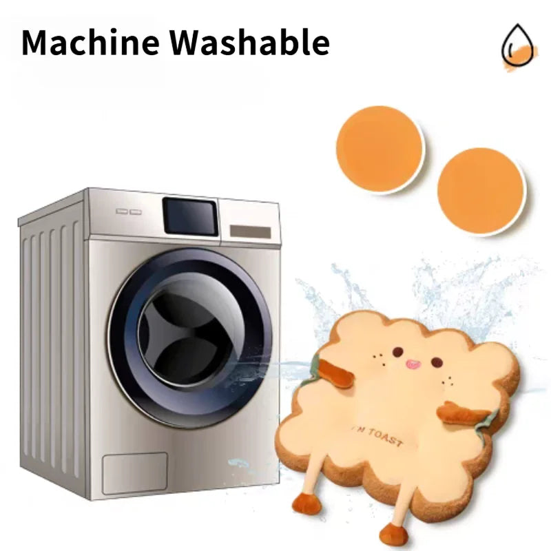 Comfy Cartoon Toast-Shaped Seat & Back Cushion – Washable Anti-Fatigue Pillow for Home/Office/Car (Perfect Gift for Christmas）