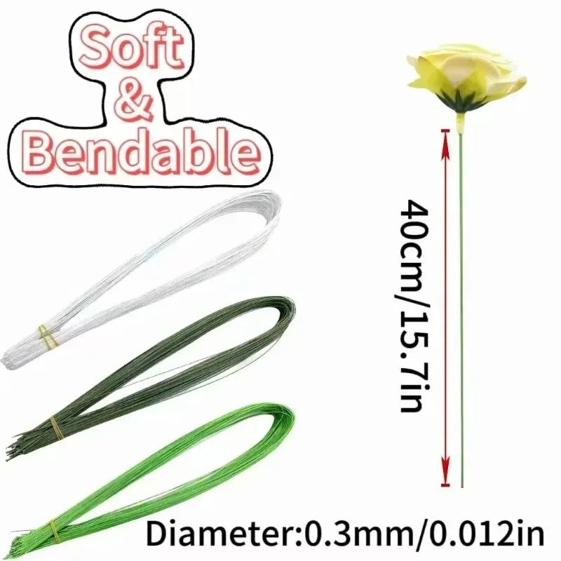 Artificial Flower Stem Plastic Stem Hydrangea Rose Flower Head Stick Rod for DIYWedding Decor Craft Accessory Flower Stem