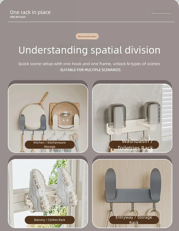 No-drilling kitchen storage rack, pot lid rack, wall-mounted cutting board, display rack, storage rack, household multifunctiona