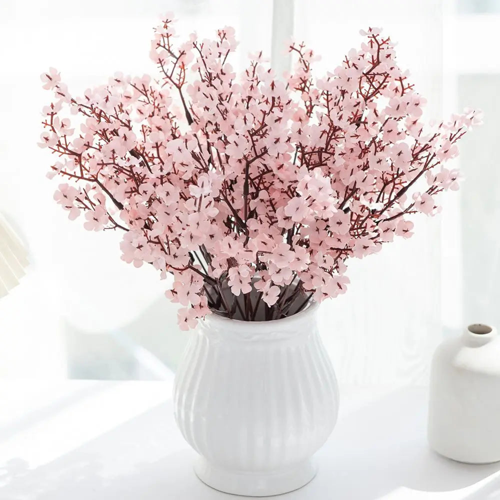 Artificial Flower Silk Gypsophila Peach Home Room Table Outdoor Garden Wedding Bridal Bouquet Festival Party DIY Gift Decoration