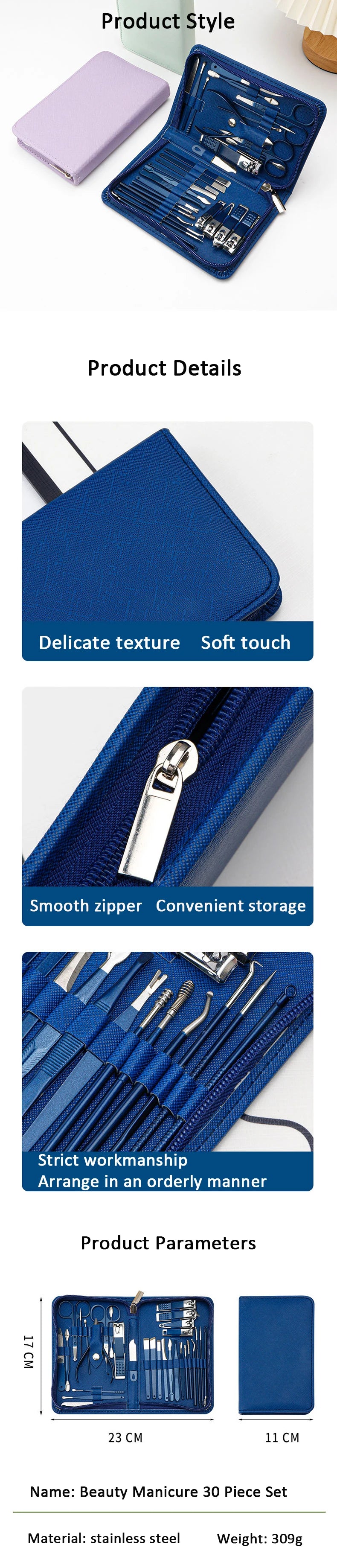 Manicure Set 30 in 1 Nail Clipper Set Nail Kit for Women Men Stainless Steel Manicure Kit Professional with Travel Case