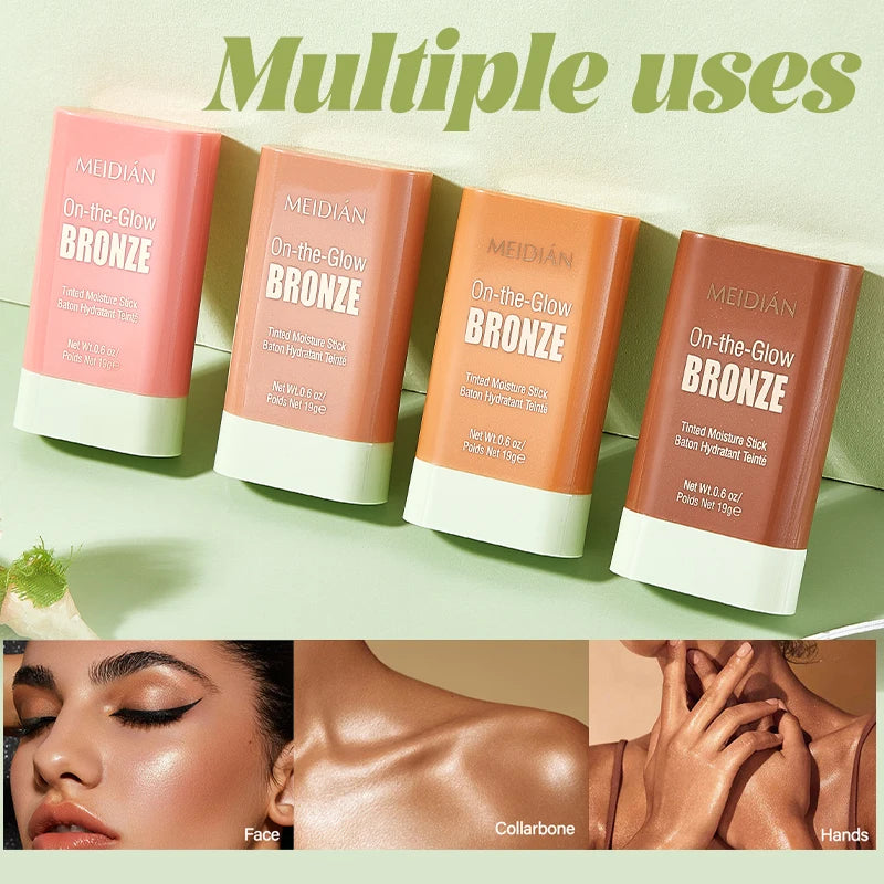 4pcs Durable waterproof powder blusher stick, multi color options, vibrant color, rich color display, suitable for daily