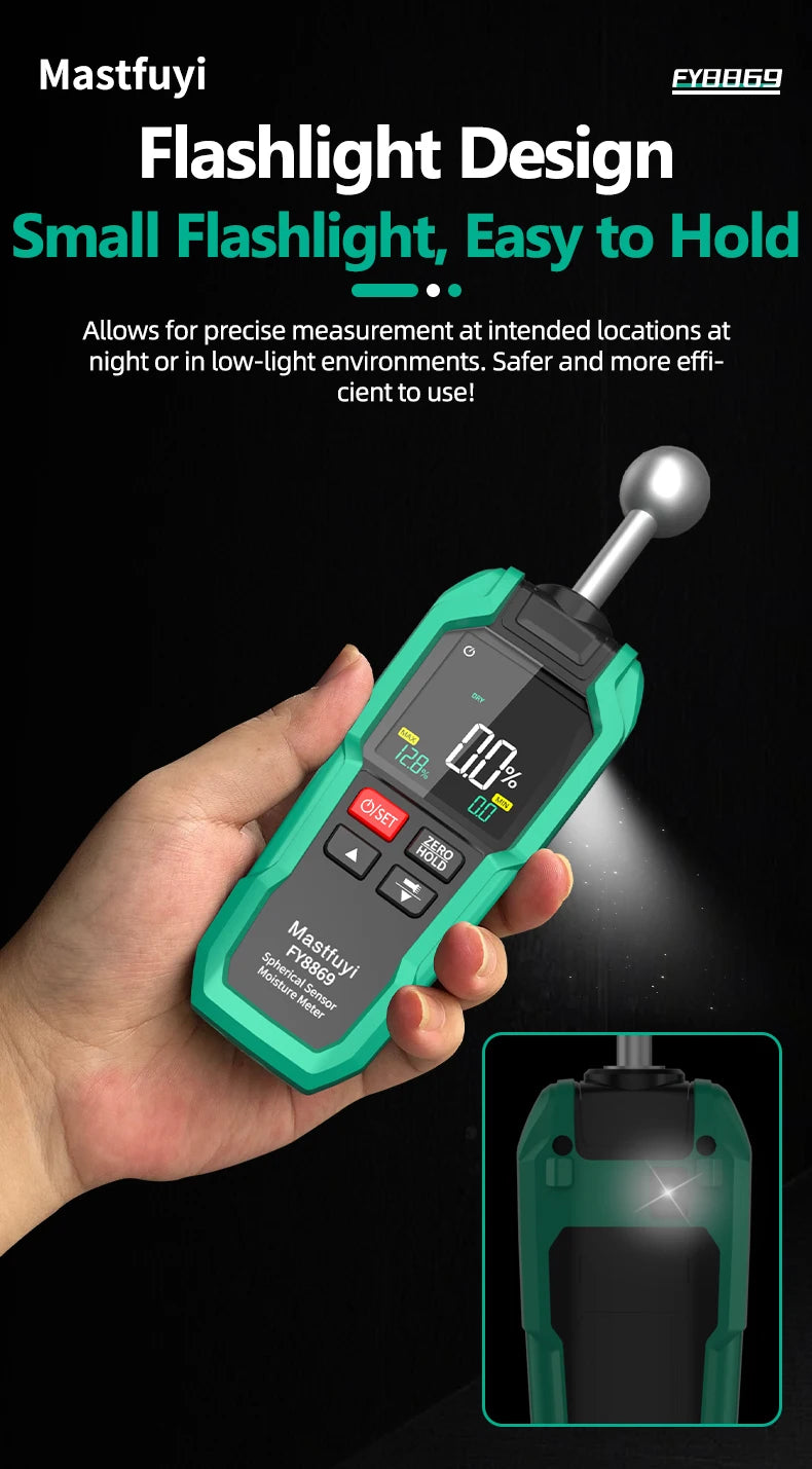 MASTFUYI Pinless Moisture Meter, Water Leak Finder, Non-Invasive Ball Sensor for Wood, Drywall, Flooring in Homes & RVs