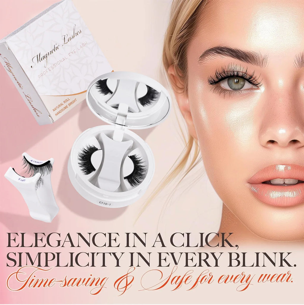 Magnetic Fake Eyelashes Set Reusable 3D Glue-free Waterproof Natural False Eyelashes With Travel-friendly Applicator