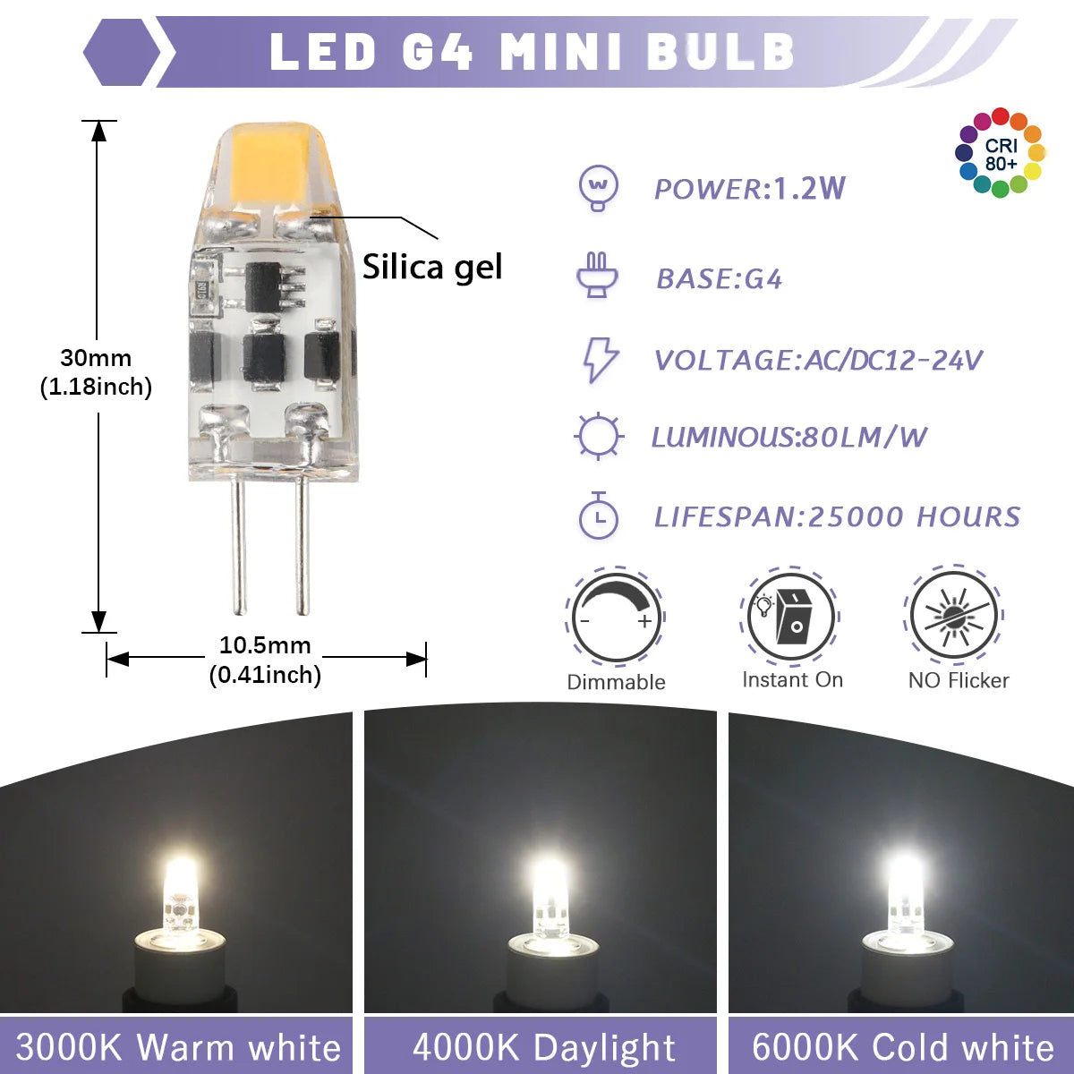10PCS G4 12V COB LED 3W Bead Replacement Halogen 20W Bulb 3000K 4000K 6000K Light Crystal Pendant Light Replacement Light Source