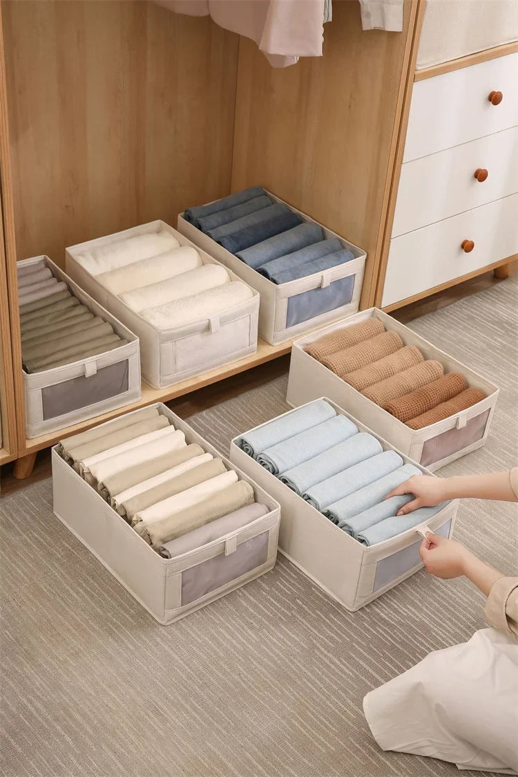 1/2/4pcs Fabric Window Cotton Linen Storage Box Wardrobe Storage And Arrangement Large Clothing Storage Box Toys Can Be Folded