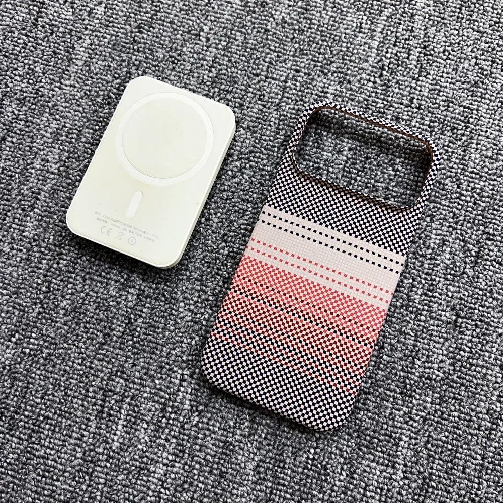 Luxury Slim Carbon Fibre Texture Magnetic Charging Case For iPhone 17 Air 16 Plus 15 14 13 12 Pro Max Half-pack Protect PC Cover