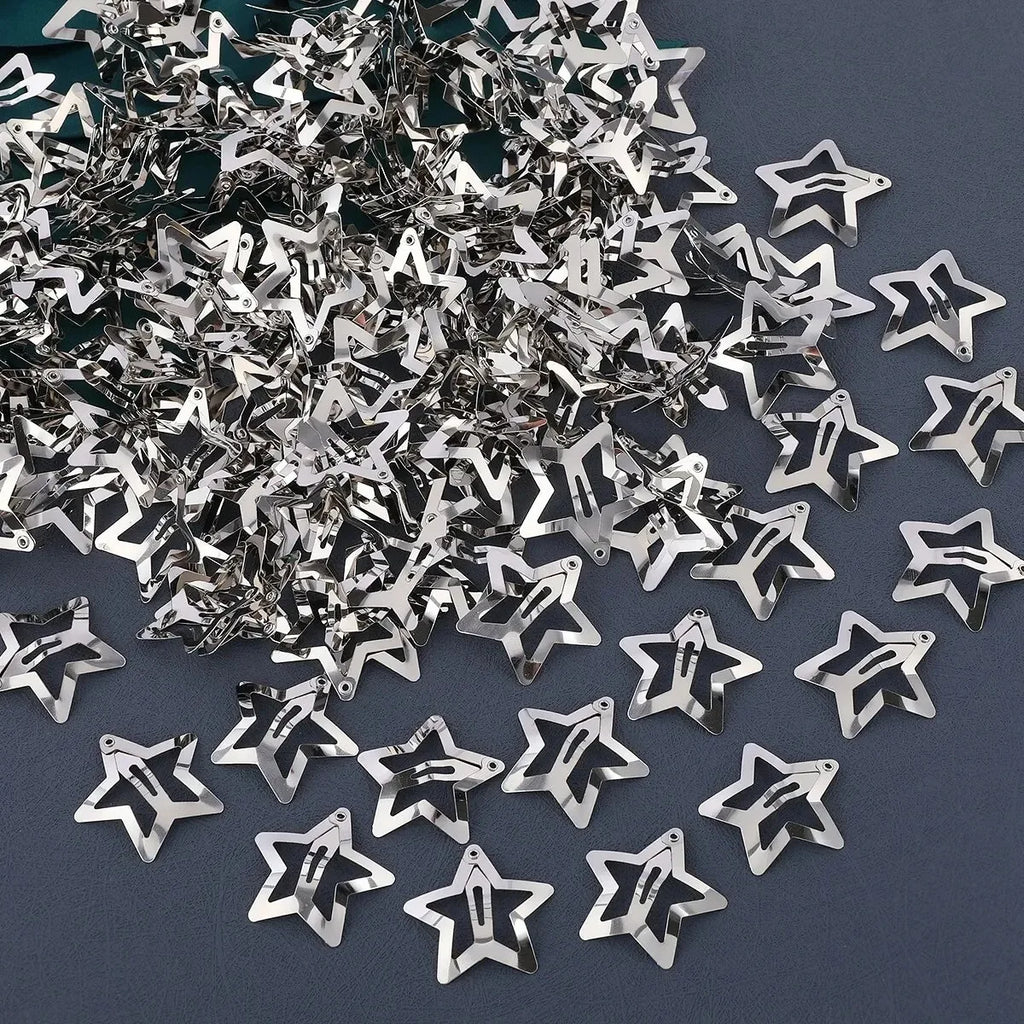 2-100Pcs Star Hair Clips for Girls Filigree Star Metal Snap Clip Hairpins Barrettes Fahsion Bobby Pin Headwear Accessories