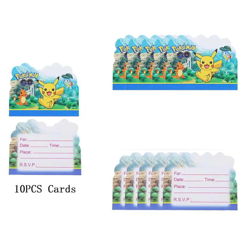Pokemon Theme Birthday Party Decoration Supplies Cartoon Pokemon Go Tableware Cups Plates Pikachu Balloon For Baby Shower Favors