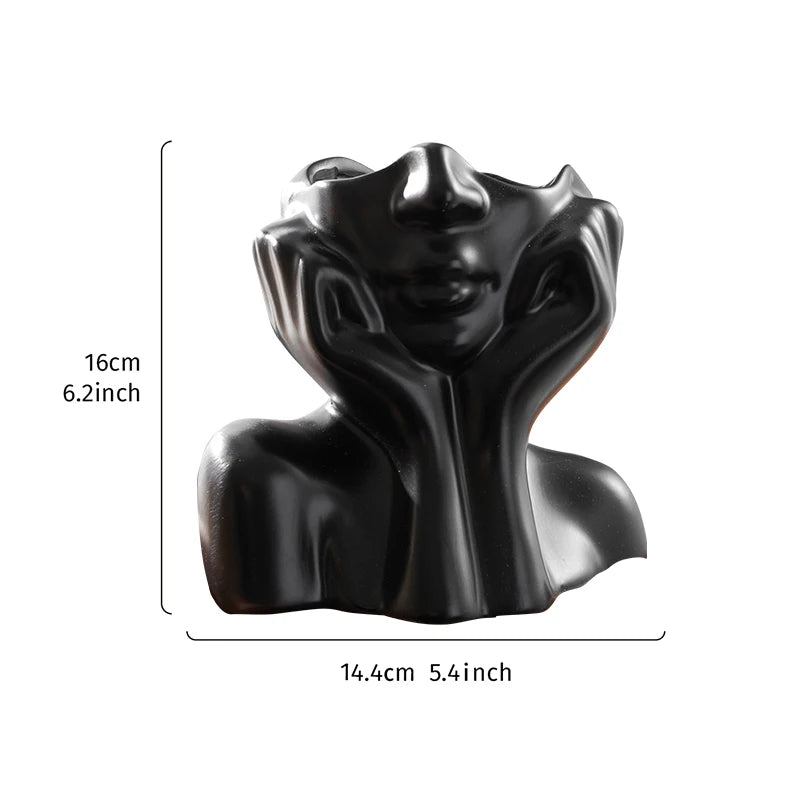 1PC, a modern and simple resin double-hand face support design household vase, which can be given as a gift