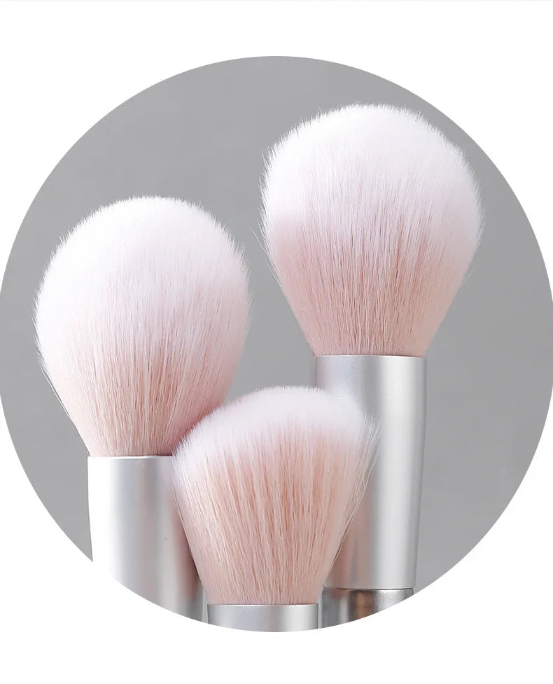 Dual Ended Face Brush - Powder/Blush/Highlighter/Contour Brush, Mini Makeup Brush Set, Portable Travel Cosmetic Tool