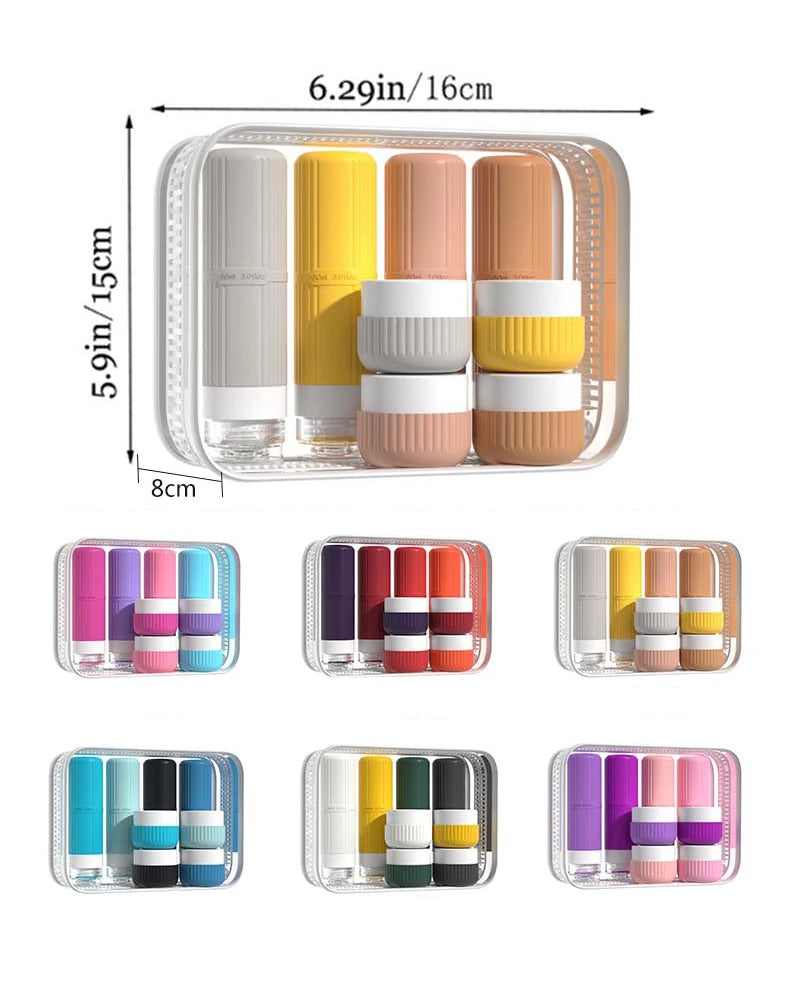 8PCS SiliconeTravel Bottles Travel-Sized Toiletries Travel Containers Leak-Proof Silicone Squeeze Travel Essentials Cream Jar