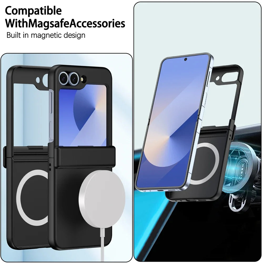 For Samsung Galaxy Z Flip 4 5 6 5G MagSafe Case Hinge Protection Magnetic Charging Shockproof Phone Cover For Galaxy Z Flip 6 5