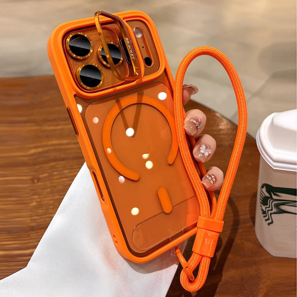 For iPhone Air 17 ProMax Wrist Strap Lanyard Camera Bracket Magsafe Case for iPhone 17 15 16 12 11 13 14 Pro Max Plus Cover