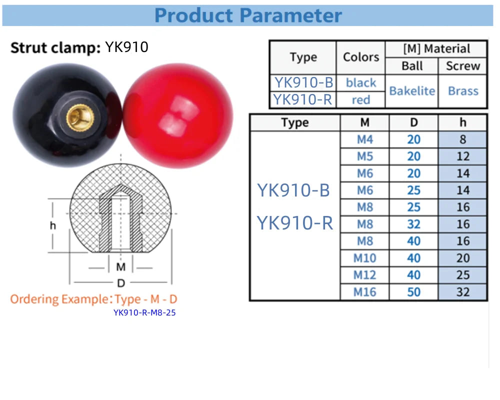 M4~M16 Black Red Bakelite Ball Lever Knobs Brass Screw Nut Grip Handles Of Furniture Or Machine Tool Replacement
