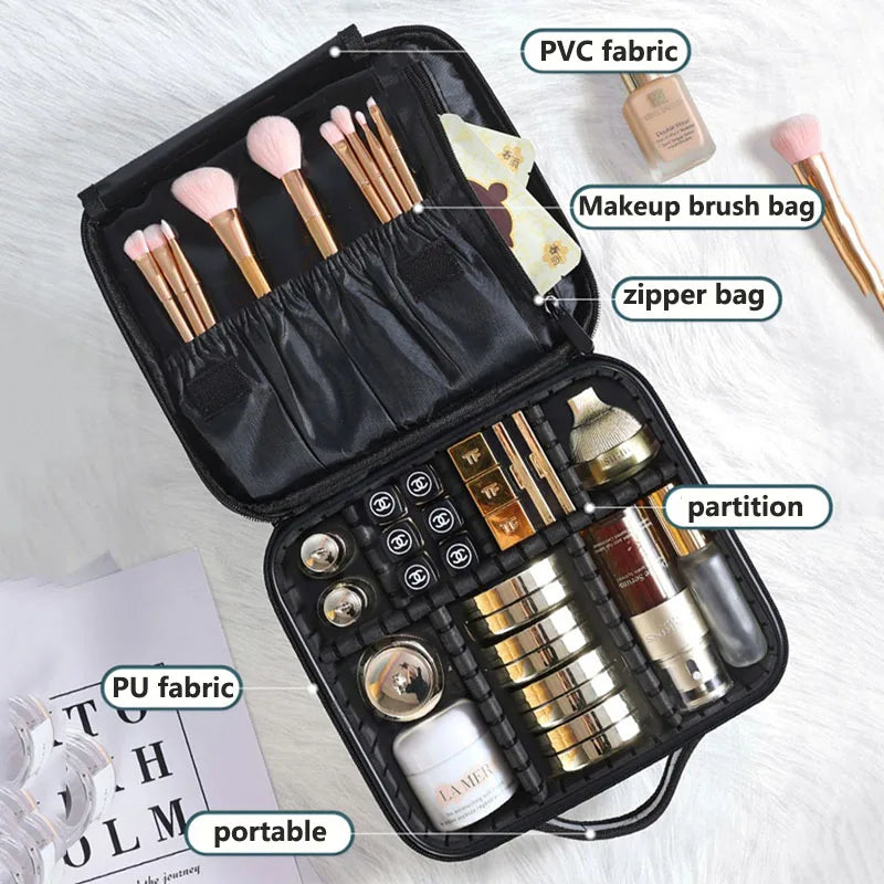 Female PU Leather Profession Makeup Case Nail Tool Suitcase For Women Cosmetics Box Beautician Cosmetics Organizer Storage Case