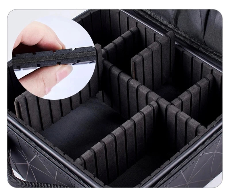 Female PU Leather Profession Makeup Case Nail Tool Suitcase For Women Cosmetics Box Beautician Cosmetics Organizer Storage Case