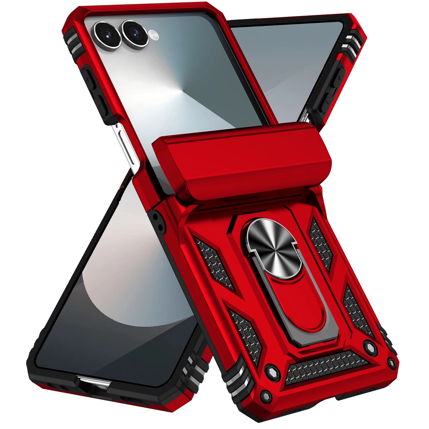 Case For Samsung Galaxy Z Flip 7 5G Z Flip 6 Military Grade Shockproof Heavy Duty Protective Armor Magnetic Kickstand Ring Cover