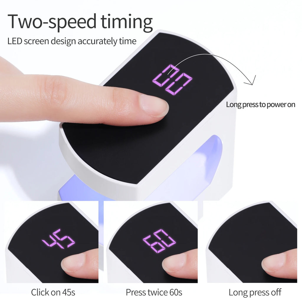 YIKOOLIN Mini LED Nail Lamp with Timer Quick-Dry Light Portable Travel Nail Dryer for Manicure Art DIY Nail Art