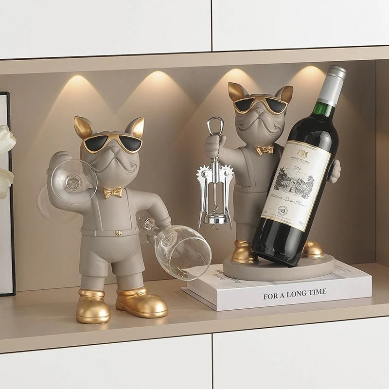 French Bulldog Wine Holder Resin Wine Racks Countertop Wine Stand Wine Bottle Holder Wine Bottle Rack Home Office Decor