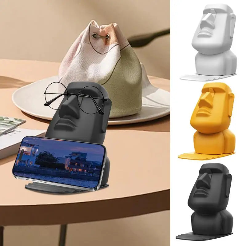 Creative Resin Moai Statue Figurines Ornament Glasses Stand Holder Easter Island Sunglasses Display Gift for Home Decoration