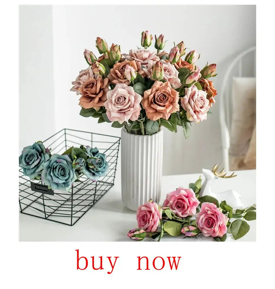 PE Foam Roses Artificial Flowers Wedding Bride Bouquets Festival Decor DIY Gift Wreath Home Table Outdoor Garden Party Hot Sales