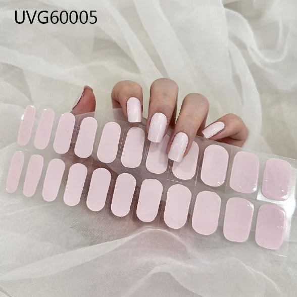 20/22tipsChristmas Semi Cured Nail Sticker UV Led Lamp Semi Cured Gel Design Nail Decals Waterproof Nail Stickers Nail Manicure