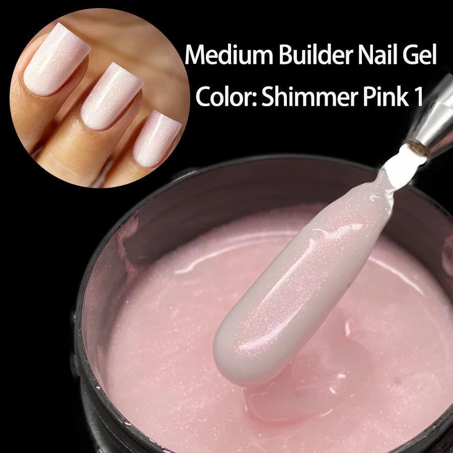 Jillnails 100g Shimmer Rose Milky White Pink Builder Nail Gel for Nails Extensions Self Leveling