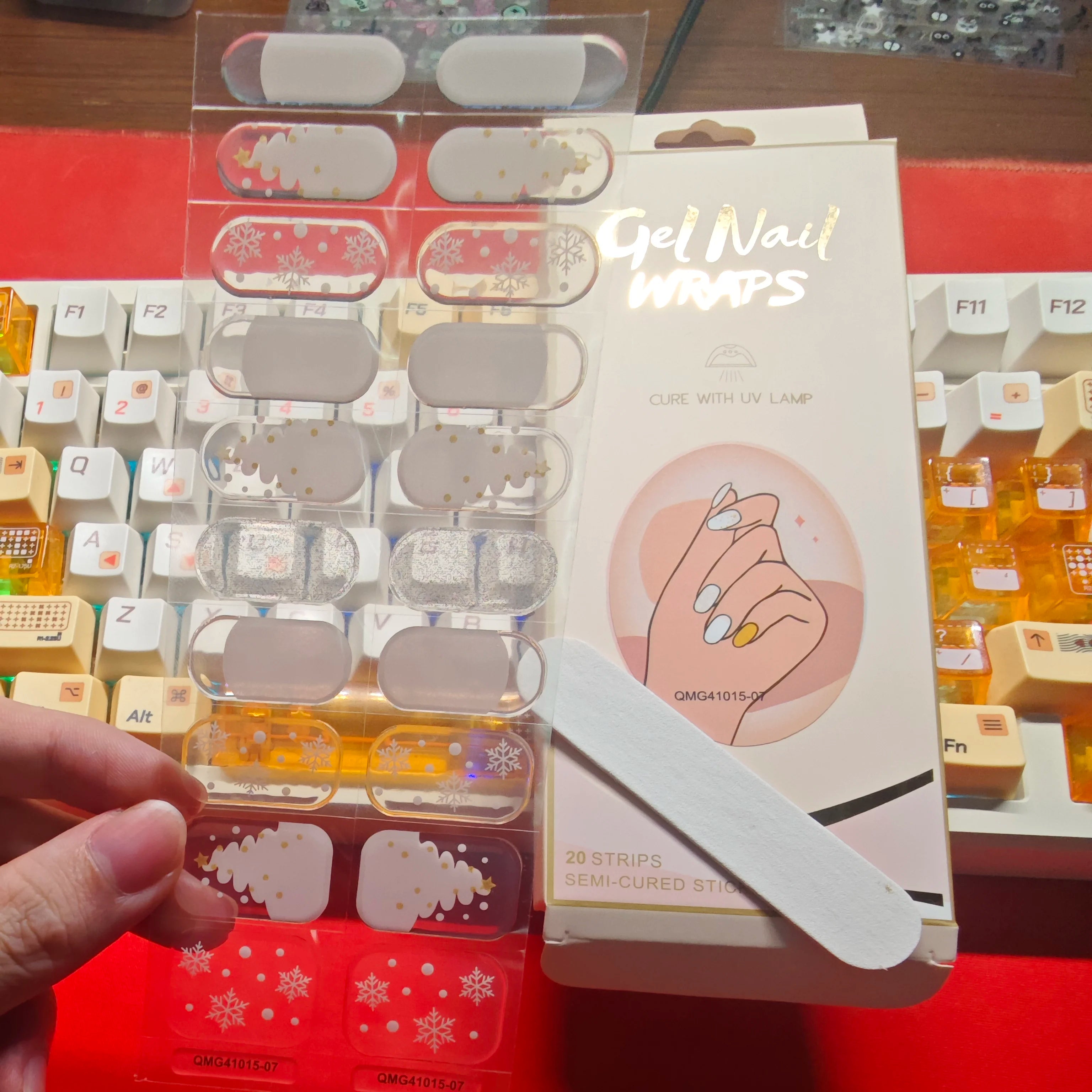 Semi-Cured Gel Nail Stickers Art Nail Decor Long-Lasting Solid Color Nail Strips UV Lamp Cured Manicure Gel Decal