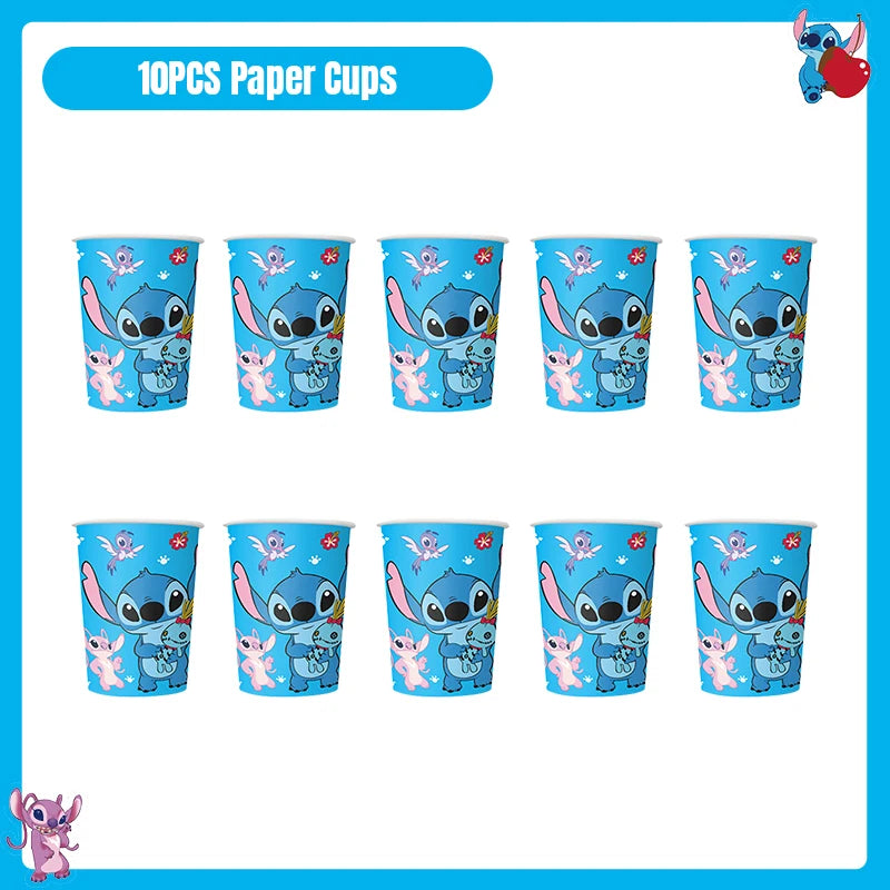 Disney Stitch Birthday Party Decoration Tableware Balloon Cup Plate Banner Backdrop Lilo And Stitch Theme Party Supplies Favors