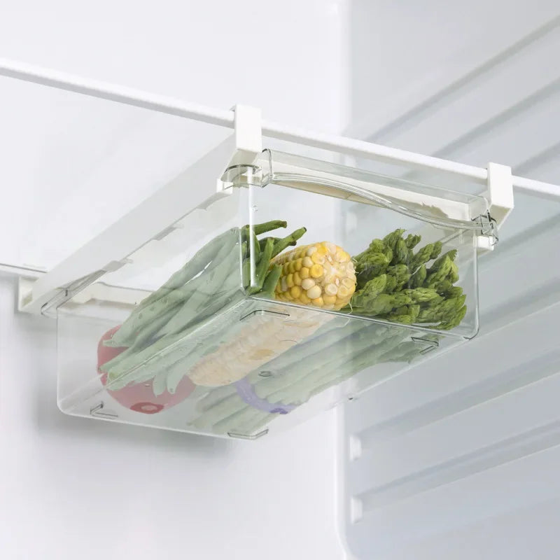Drawer Type Food Storage Box for Refrigerator Clear Fruit Egg Organizer Boxs Under Shelf Slide Plastic Kitchen Container