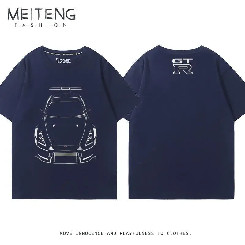 Men's Women's Summer Cotton Versatile Trend T-shirt Clothes Nissan GTR God of War R35R34 Modified Team Short-sleeved