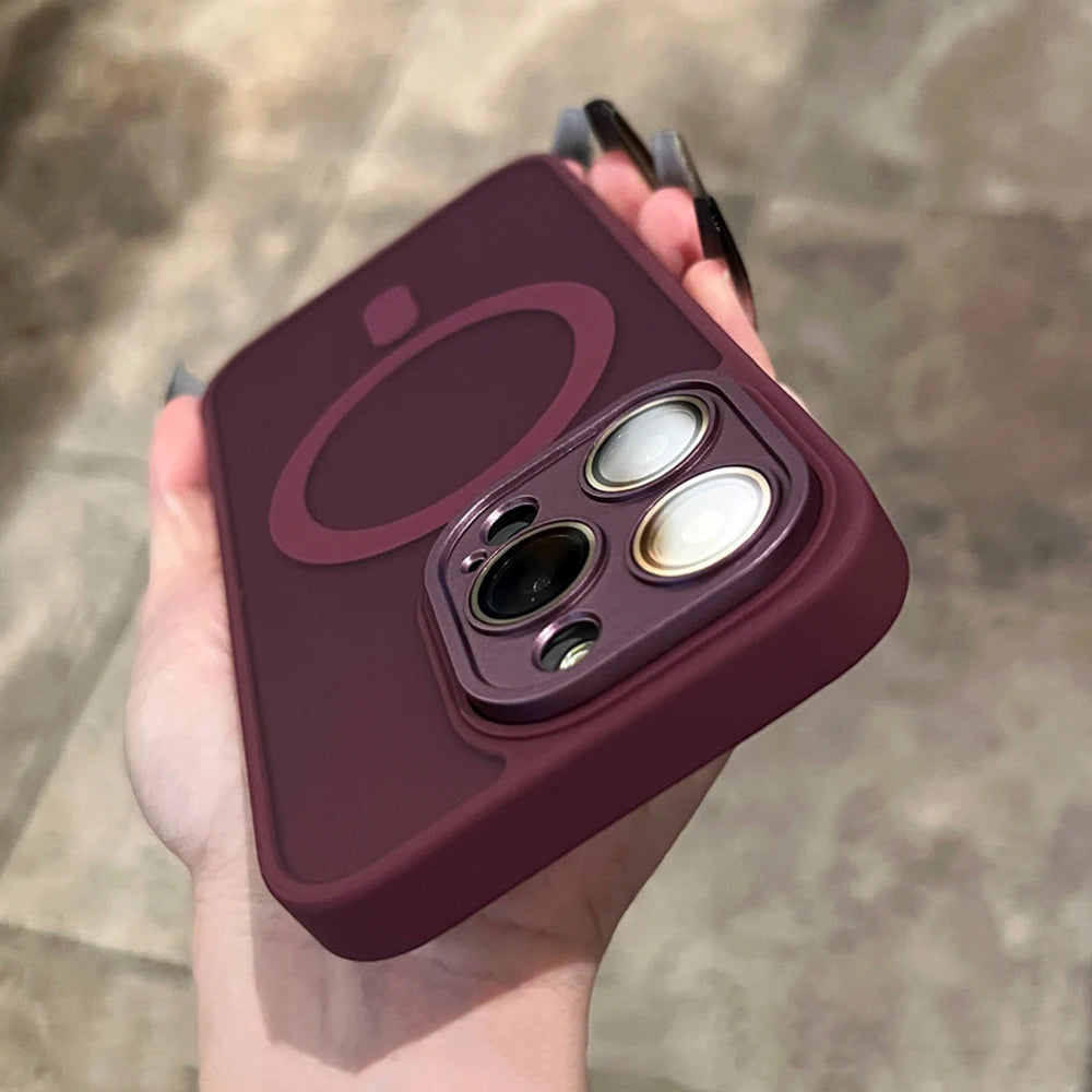 Matte For Magsafe Magnetic Case For iPhone 16 15 Pro Max 14 13 12 11 Frosted Translucent Wireless Charge Shockproof Bumper Cover