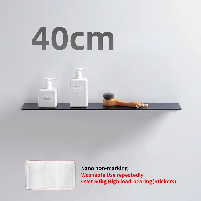 Small Shelf Without Drilling Shampoo Holder Bathroom Wall Floating White Shelves Stick Bath Organizer for Kitchen Accessories