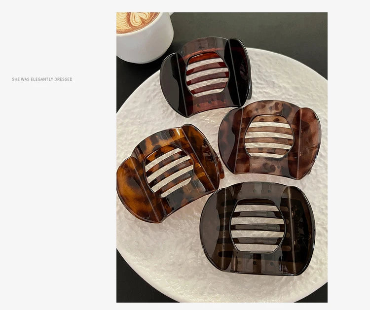 2025 New Korean Style French Flat Hair Clip Claws Hair Accessories Women's Spring Clip Leopard Hair Clip Top Simple Headpiece