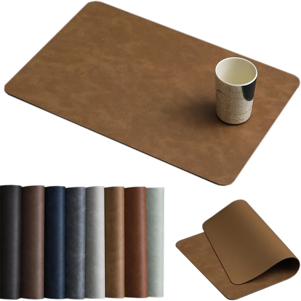 Colors Washed Cowhide Pattern PU Leather Placemats,Heat Resistant Kitchen Table Mats,Waterproof Wipeable for Party Decoration