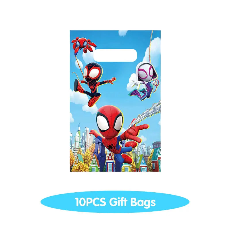 Spidey And His Amazing Friends Birthday Decoration Tableware Supplies Party Paper Cups Plates Tablecloth Banner Balloons For Kid