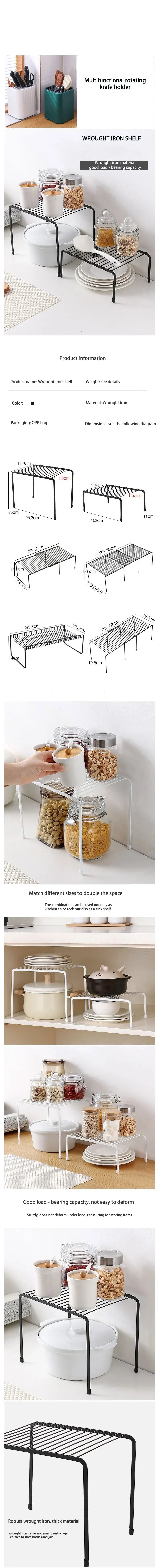 Kitchen Cabinet Storage Shelf Rack, Rustproof Metal Wire Shelf Spice Rack Cupboard Organizer Pantry Countertop Organization