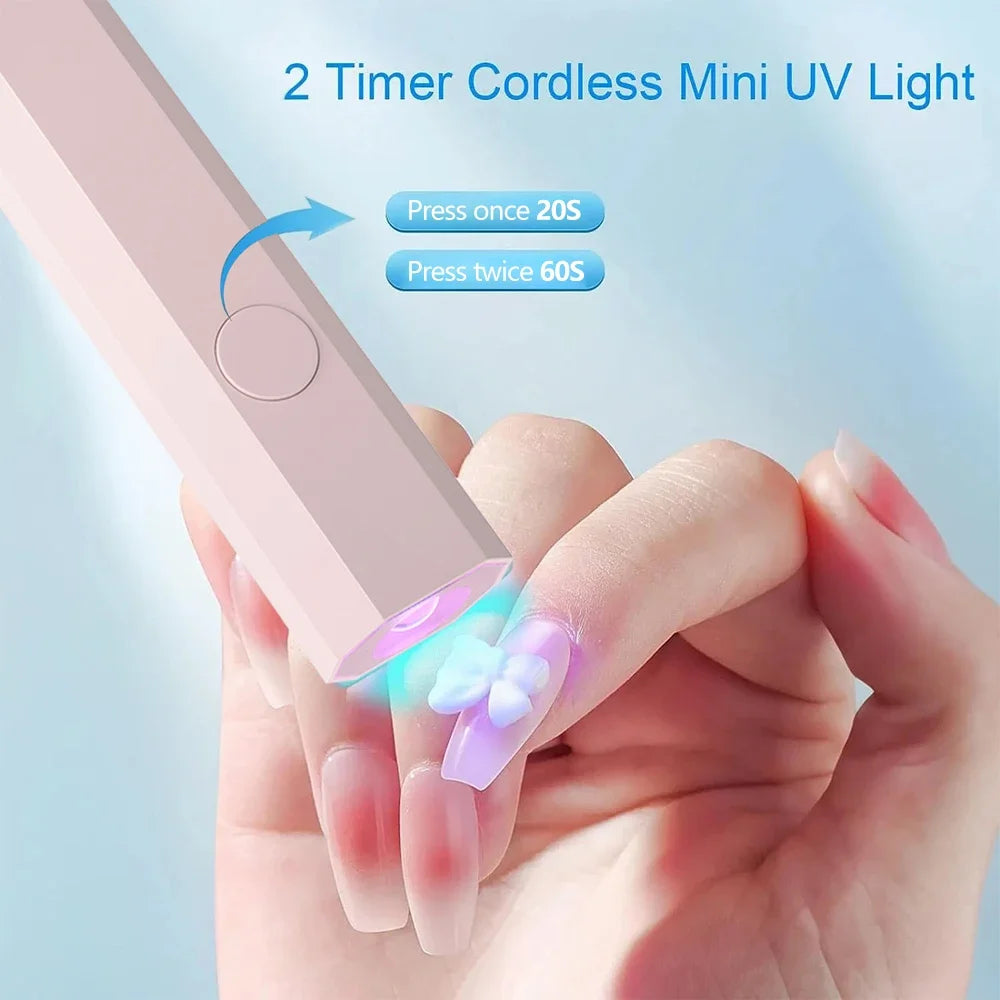 Portable UV/LED Nail Lamp - Handheld Cordless Gel Polish Dryer for Fast 60s Curing, Mini Manicure Light for Home & Travel Use