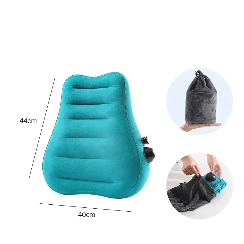 Ergonomic Inflatable Lumbar Support Pillow - Press Type Cushion, Enhances Back Comfort for Long-distance Flights & Daily Use