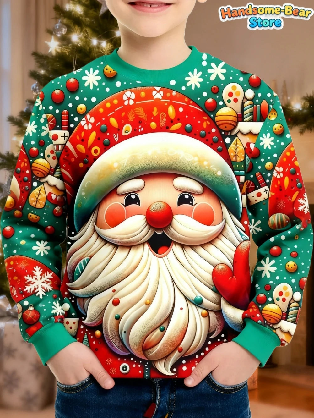 Children's Hoodies Santa Claus Christmas Print Girl Clothes Cute Cartoon Pullover Sweatshirt Casual Loose Children's Clothing