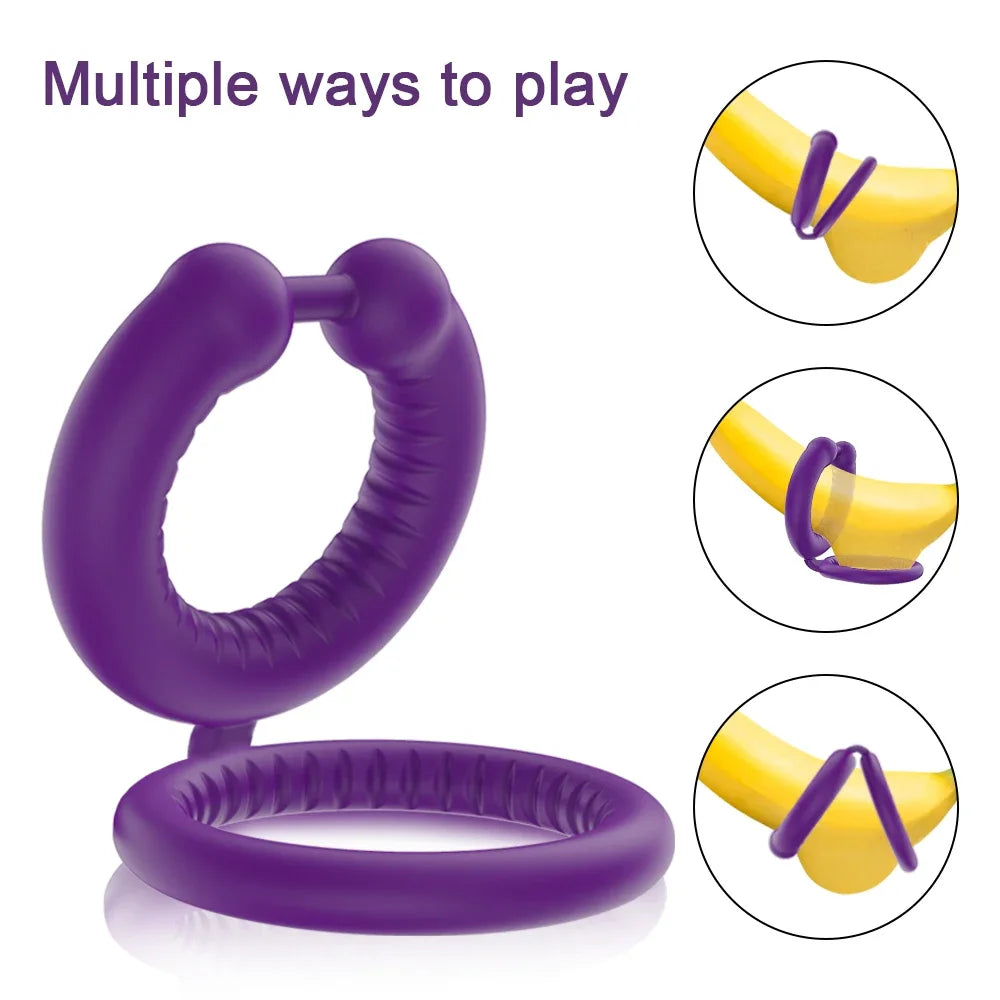 Men Penis Ring Cock Ring Sex Toy for Men Couples Ejaculation Delay Dual Ring Soft Sicilone Male Masturbator Penis Dick Trainer
