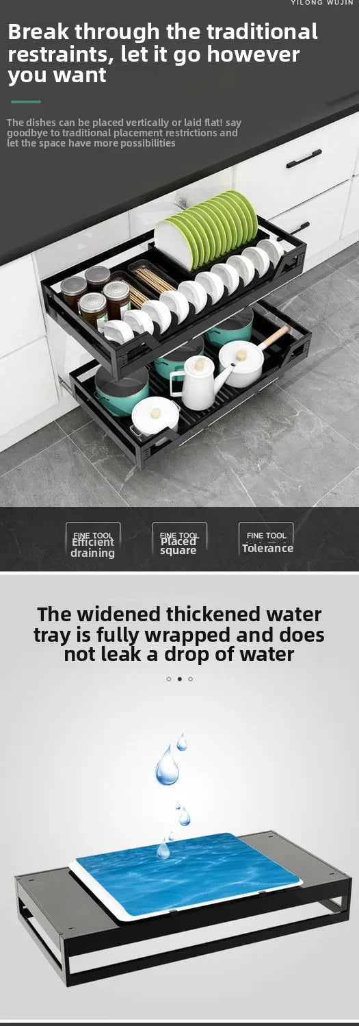 Kitchen Cabinet Stainless Steel Double Layer Basket