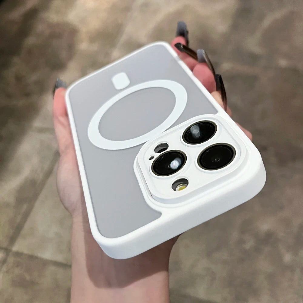 Matte For Magsafe Magnetic Case For iPhone 16 15 Pro Max 14 13 12 11 Frosted Translucent Wireless Charge Shockproof Bumper Cover