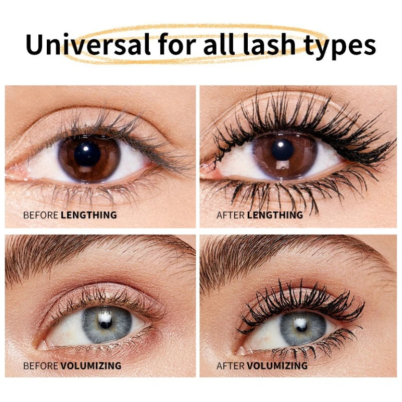 Volumizing & Curling Mascara - Natural Rich Lengthening in Deep Black, Waterproof, Smudge-Proof & Long-Lasting Setting Mascara