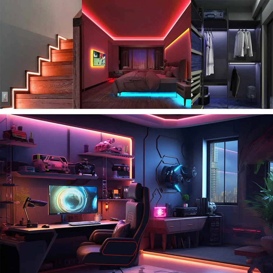 12V COB LED Strip Light 320LEDs/m 0.5m-5m with Power Supply & Bluetooth Controller for Warm/Neutral/Cold White Cabinet Lighting