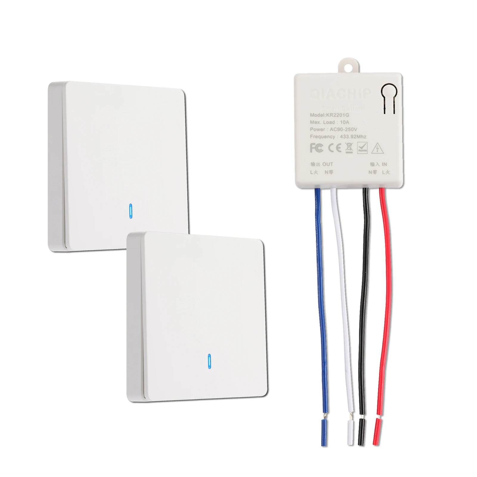 QIACHIP Wireless Smart Switch Light RF 433Mhz Wall Panel Switch with Remote Control Mini Relay Receiver 220V Led Light Lamp Fan