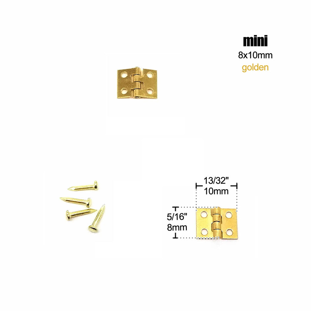 12Pcs Mini Small Heavy Duty Flat Jewelry Chest Gift Wooden Music Box Wine Case Dollhouse Cabinet Door Hinge with Screw