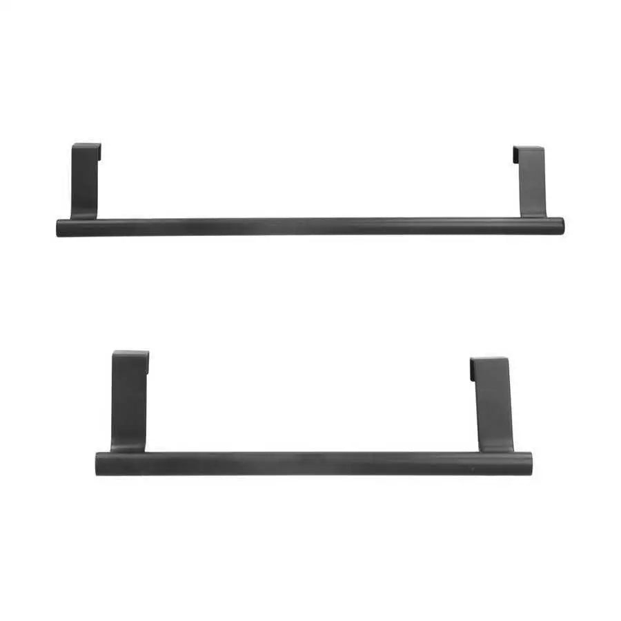 2Pcs Towel Rack Black Punch Free Cabinet Door Hanging Storage Organizer for Bathroom Kitchen for home Supplies 23cm 36cm